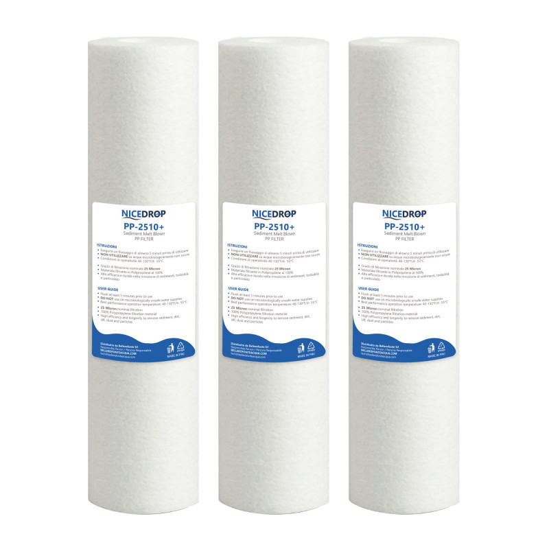 NICEDROP Filtro Sedimenti 10 Pollici 25 Micron 3PZ