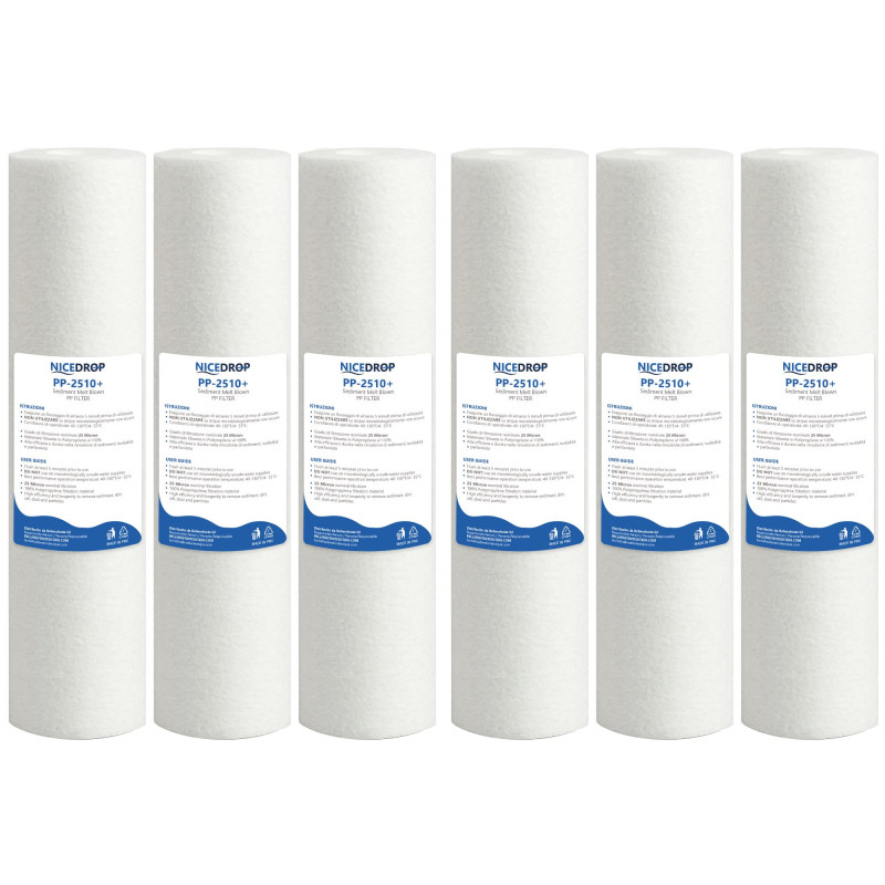 NICEDROP Filtro Sedimenti 10 Pollici 25 Micron 6PZ